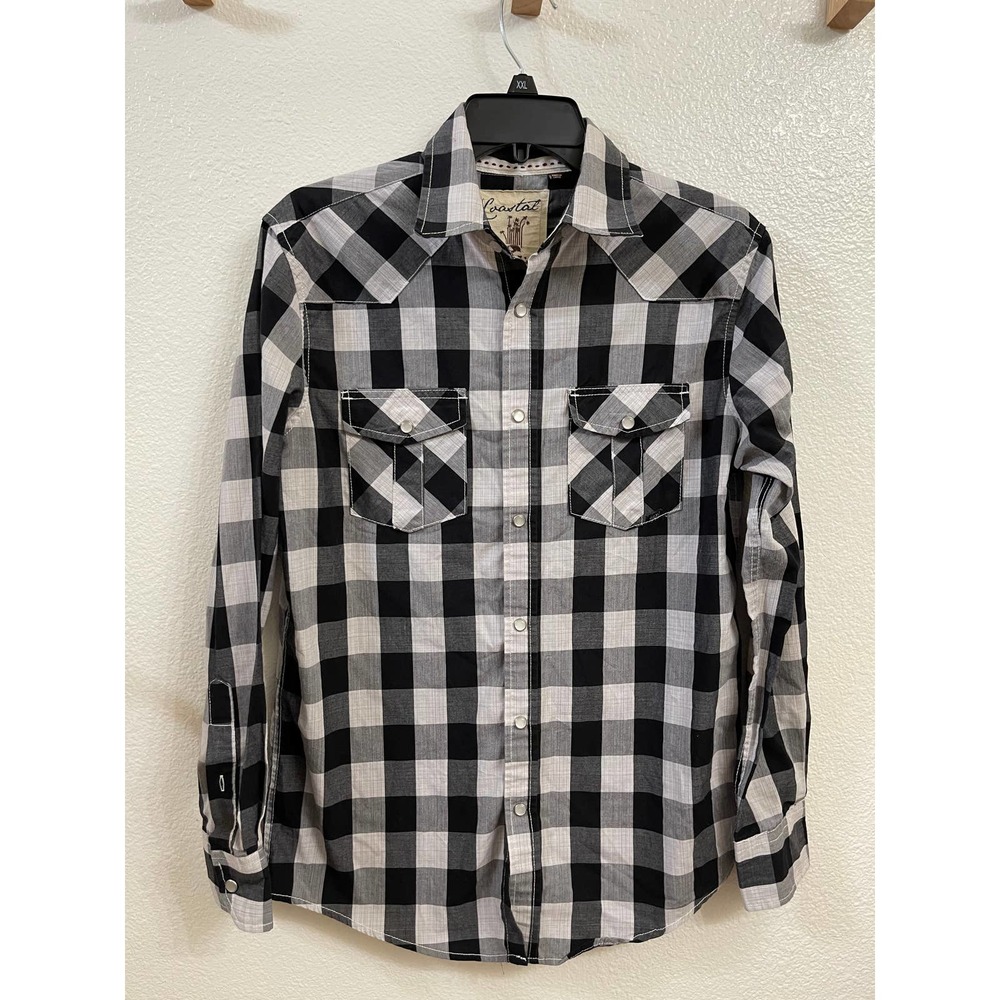 Men's Coastal Pearl Snap Button Up Short - Size Small